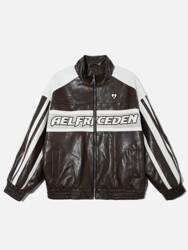 Aelfric Eden Color Blocking Racing Faux Leather Jacket sold by Aelfric Eden