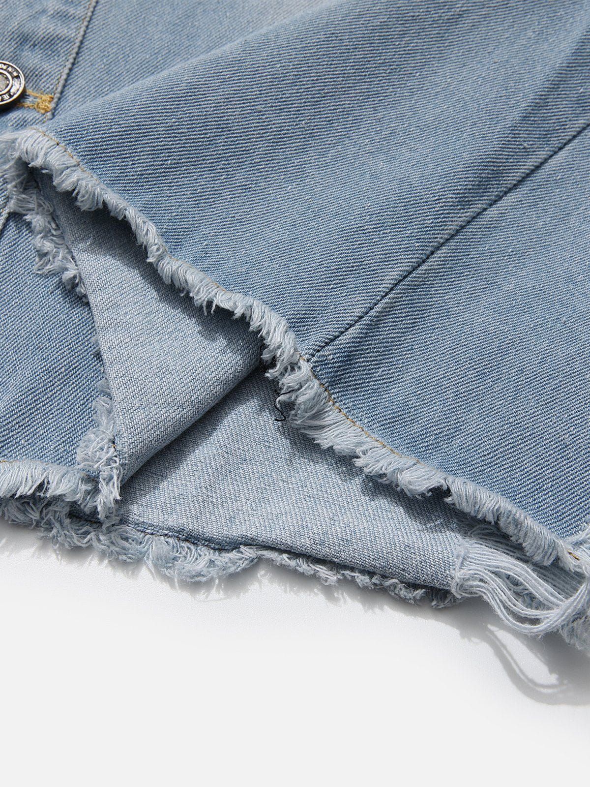 Aelfric Eden Distressed Washed Denim Short Sleeve Shirt sold by Aelfric Eden product image thumbnail 4