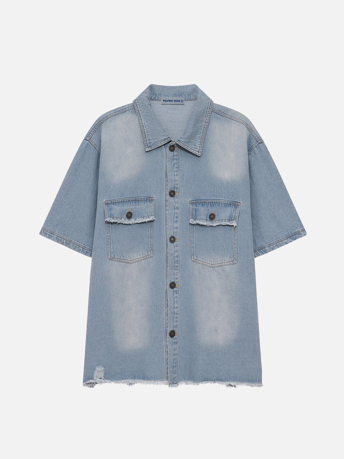 Aelfric Eden Distressed Washed Denim Short Sleeve Shirt sold by Aelfric Eden