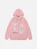 Aelfric Eden Cat Silhouette Print Zip Up Hoodie sold by Aelfric Eden