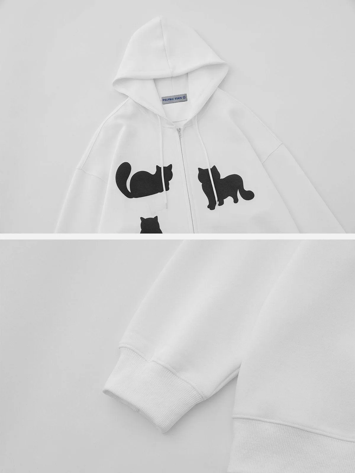 Aelfric Eden Cat Silhouette Print Zip Up Hoodie sold by Aelfric Eden product image thumbnail 4