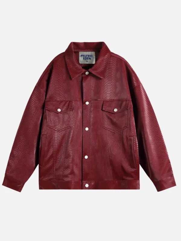 Aelfric Eden Snake Texture Faux Leather Jacket sold by Aelfric Eden