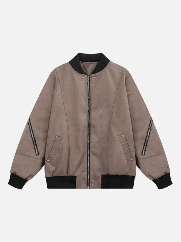 Multi-Zip Suede Bomber Jacket sold by Aelfric Eden