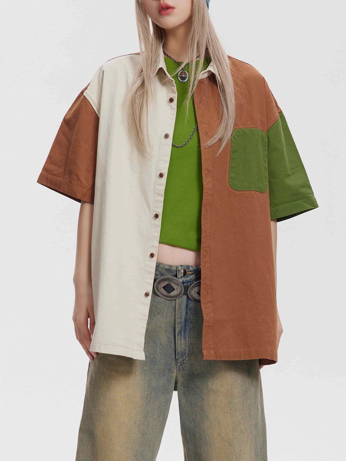 Aelfric Eden Color Blocking Short Sleeve Shirts sold by Aelfric Eden product image thumbnail 2