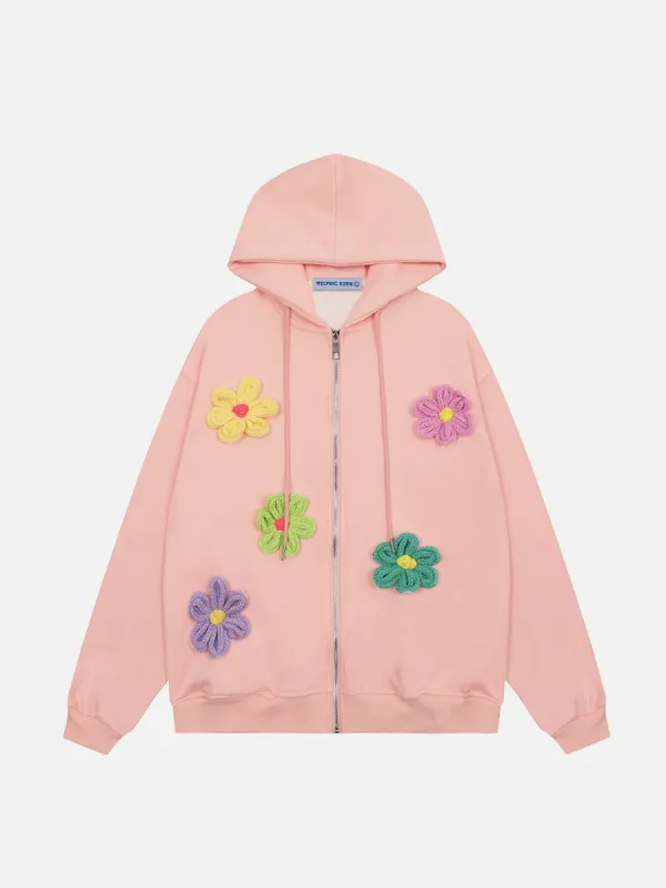 Aelfric Eden Knit 3D Flower Zip Up Hoodie sold by Aelfric Eden