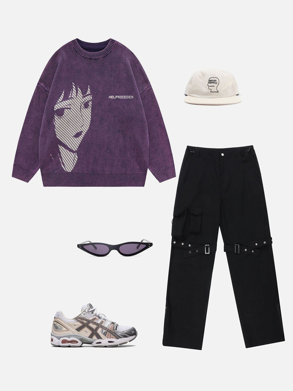 Aelfric Eden Cotton Anime Girl Print Pullover Sweater sold by Aelfric Eden product image thumbnail 2