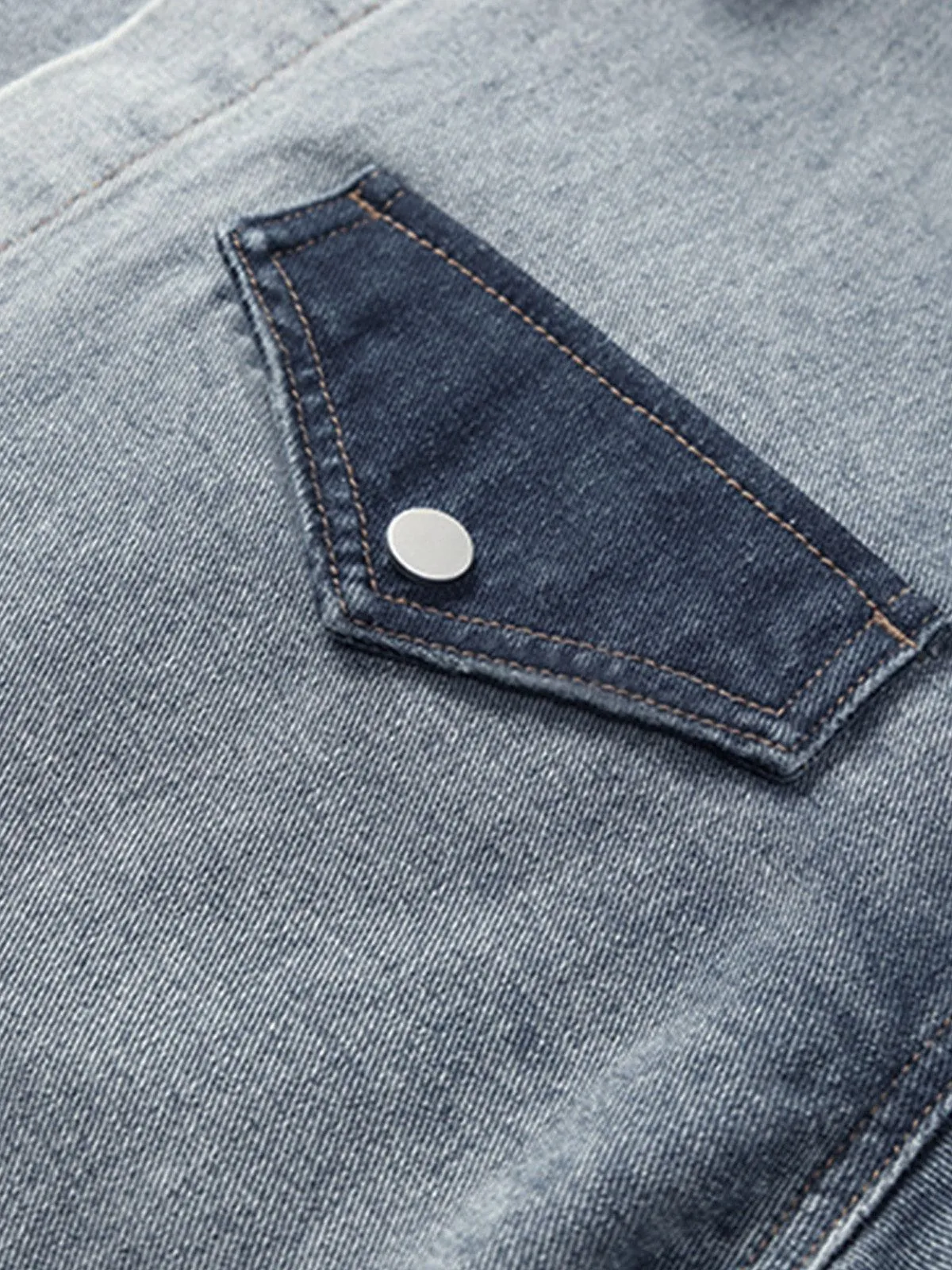 Aelfric Eden Patchwork Denim Short Sleeve Shirt sold by Aelfric Eden product image thumbnail 3