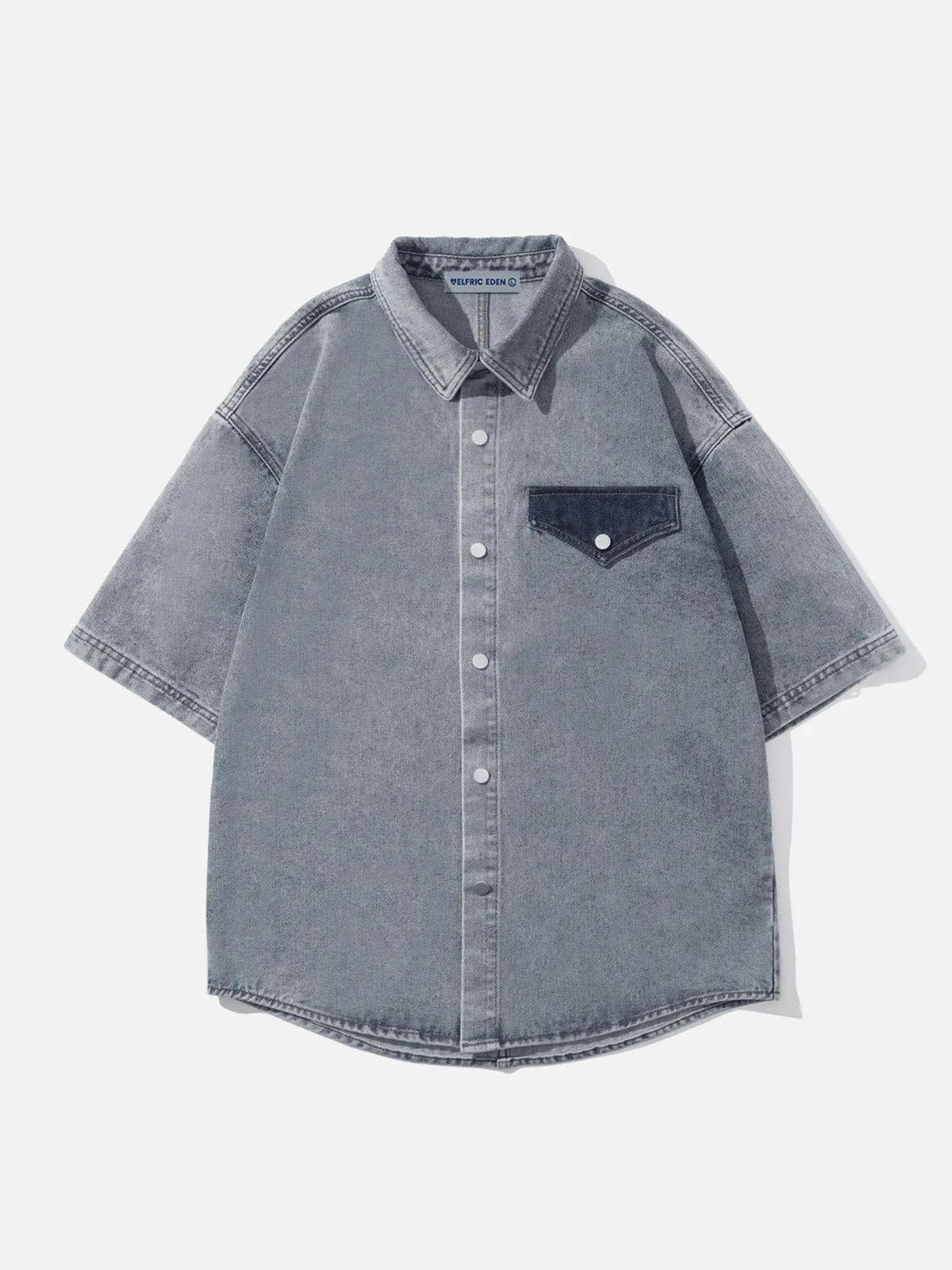 Aelfric Eden Patchwork Denim Short Sleeve Shirt sold by Aelfric Eden