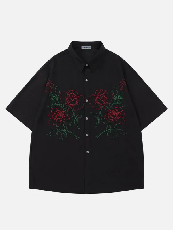 Aelfric Eden Flower Embroidery Short Sleeve Shirt sold by Aelfric Eden