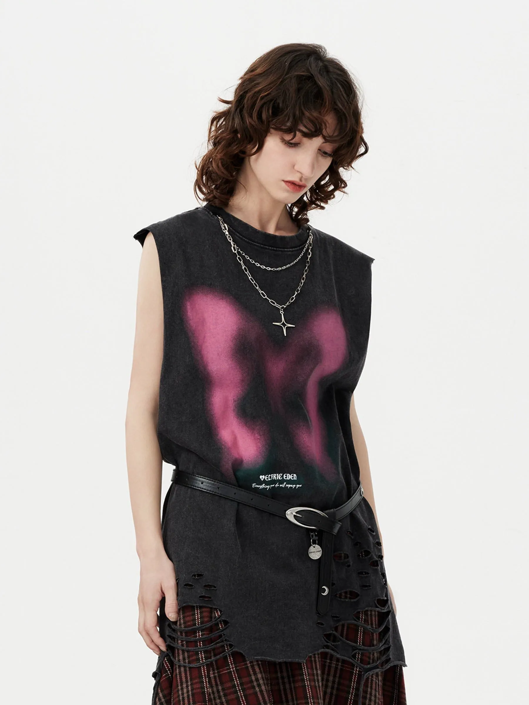 Aelfric Eden Blurring Butterfly Washed Tank Top sold by Aelfric Eden product image thumbnail 3