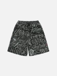 Aelfric Eden All-over Gothic Letter Print Shorts sold by Aelfric Eden