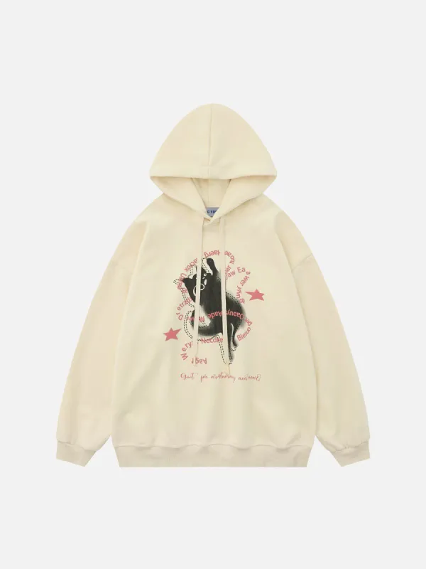 Aelfric Eden Cartoon Cat Print Hoodie sold by Aelfric Eden