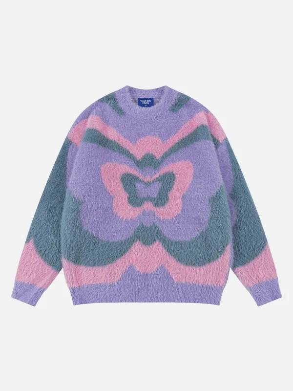 Aelfric Eden Color Blocking Butterfly Jacquard Sweater sold by Aelfric Eden