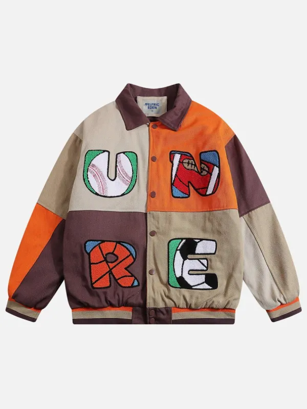 Aelfric Eden Color Block Flocking Letters Jacket sold by Aelfric Eden