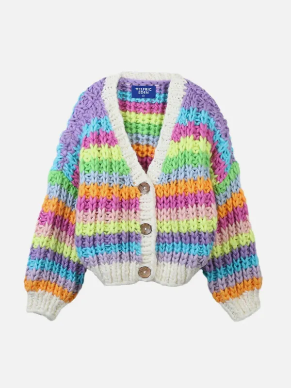 Colorful Stripe Wool Blend Cardigan sold by Aelfric Eden