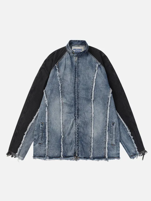 Aelfric Eden Colorblock Scimitar Sleeve Denim Jacket sold by Aelfric Eden
