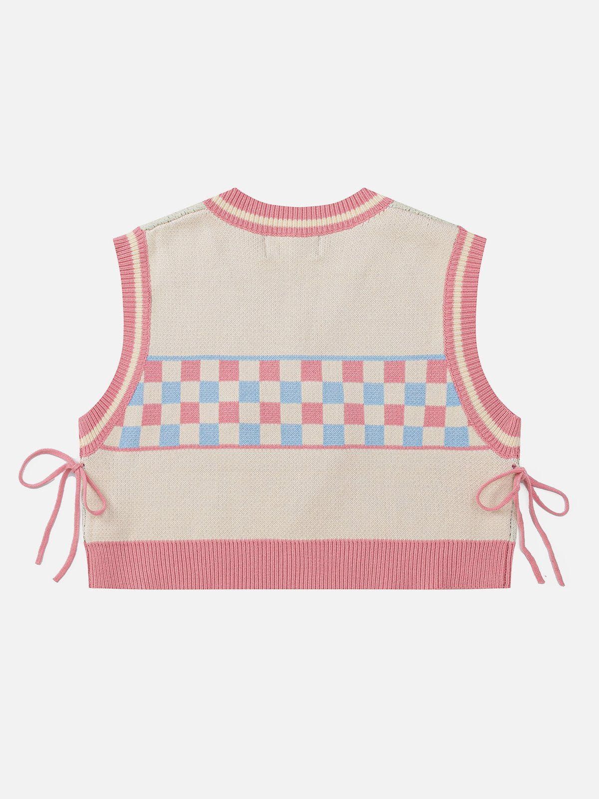 Flower Heart Plaid Sweater Vest sold by Aelfric Eden product image thumbnail 2