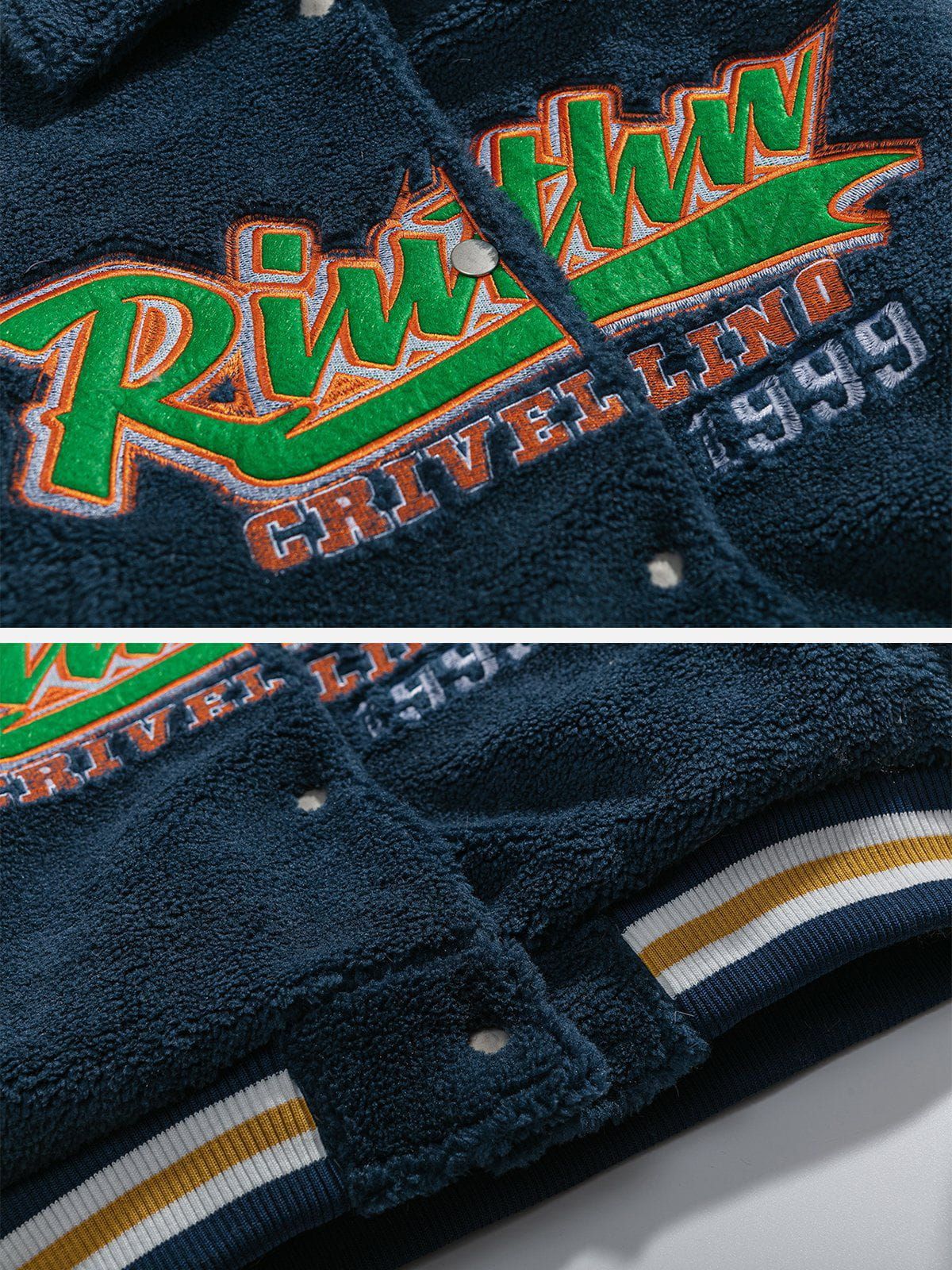 Contrast Patchwork Embroidery Sherpa Coat sold by Aelfric Eden product image thumbnail 3