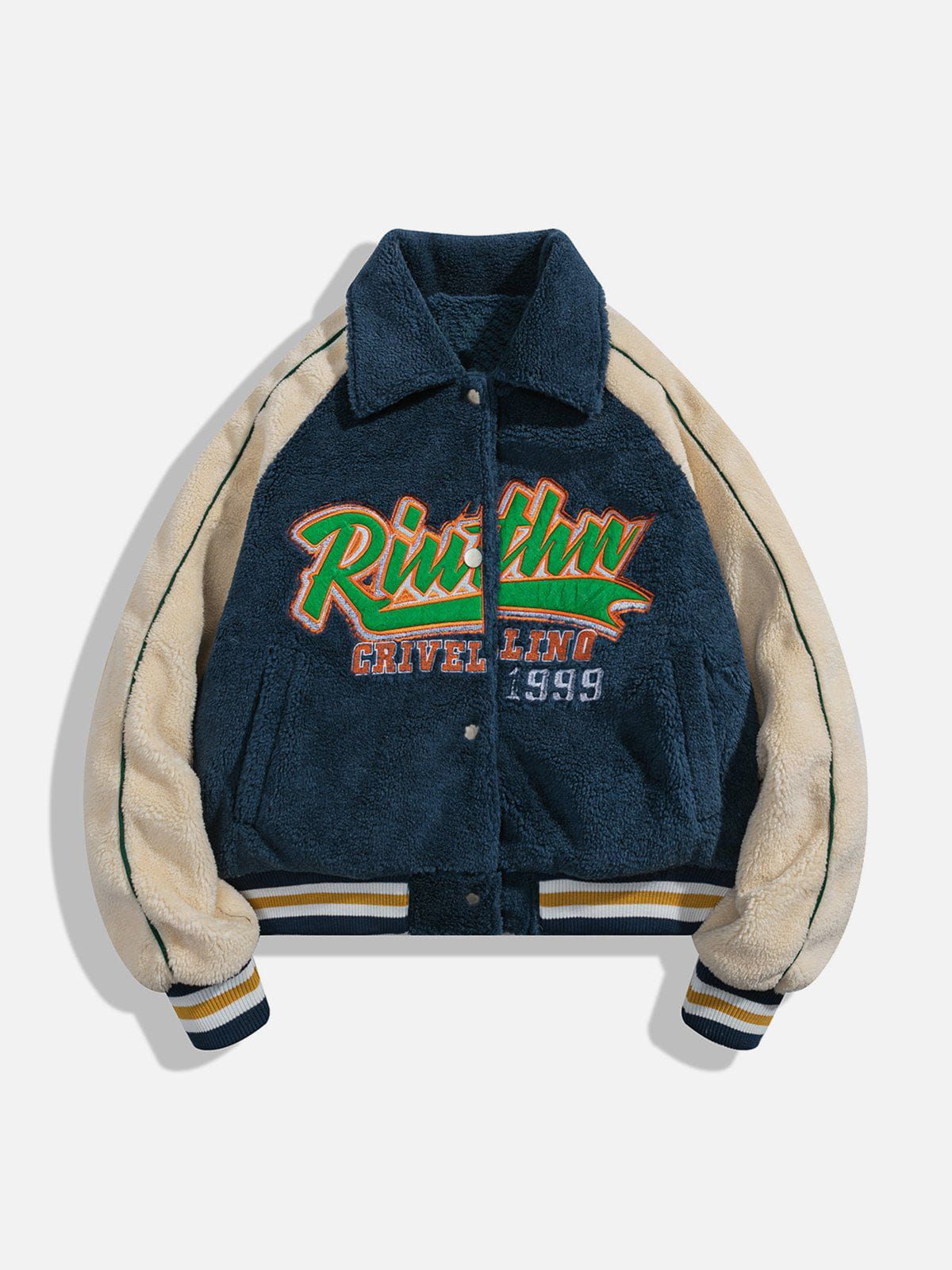 Contrast Patchwork Embroidery Sherpa Coat sold by Aelfric Eden