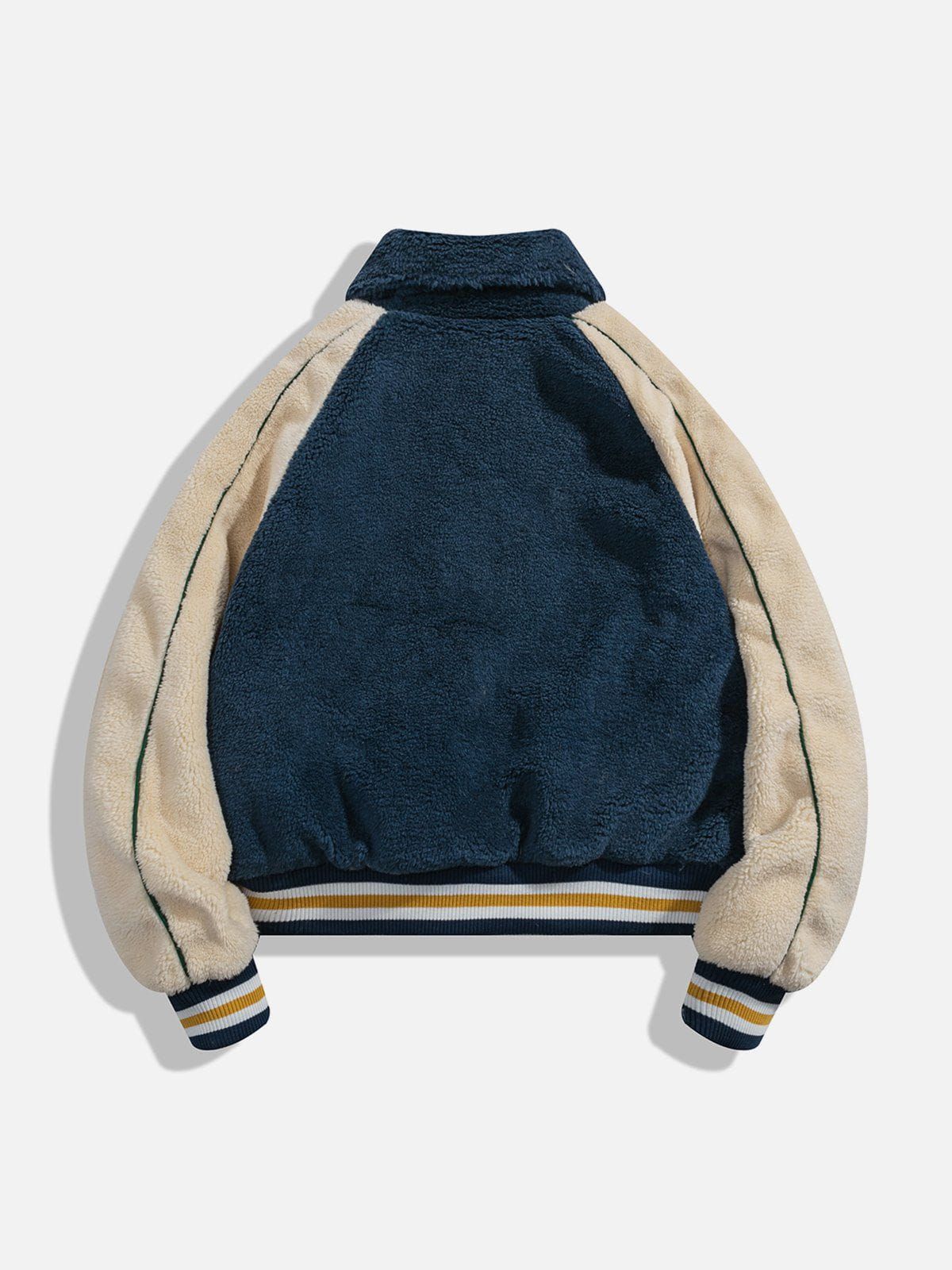 Contrast Patchwork Embroidery Sherpa Coat sold by Aelfric Eden product image thumbnail 2