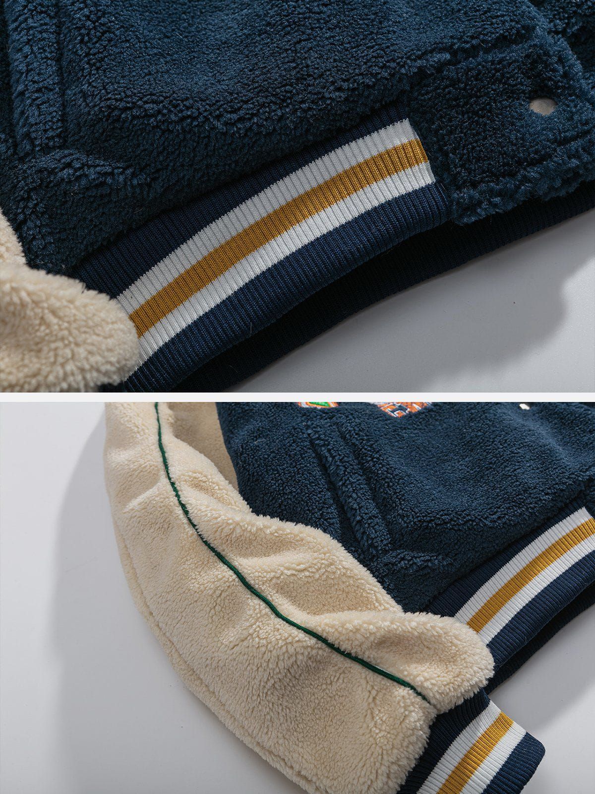 Contrast Patchwork Embroidery Sherpa Coat sold by Aelfric Eden product image thumbnail 5