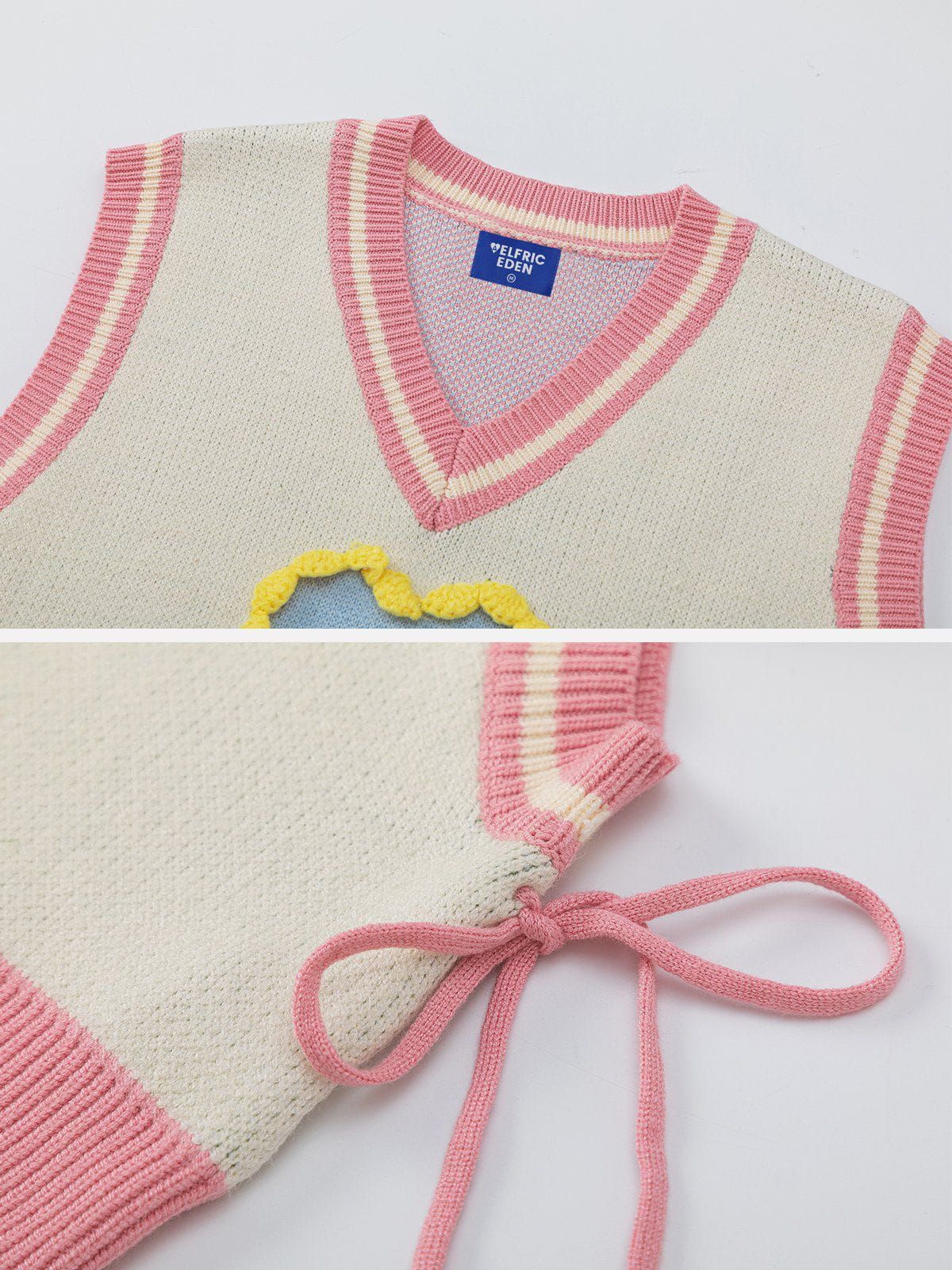 Flower Heart Plaid Sweater Vest sold by Aelfric Eden product image thumbnail 3