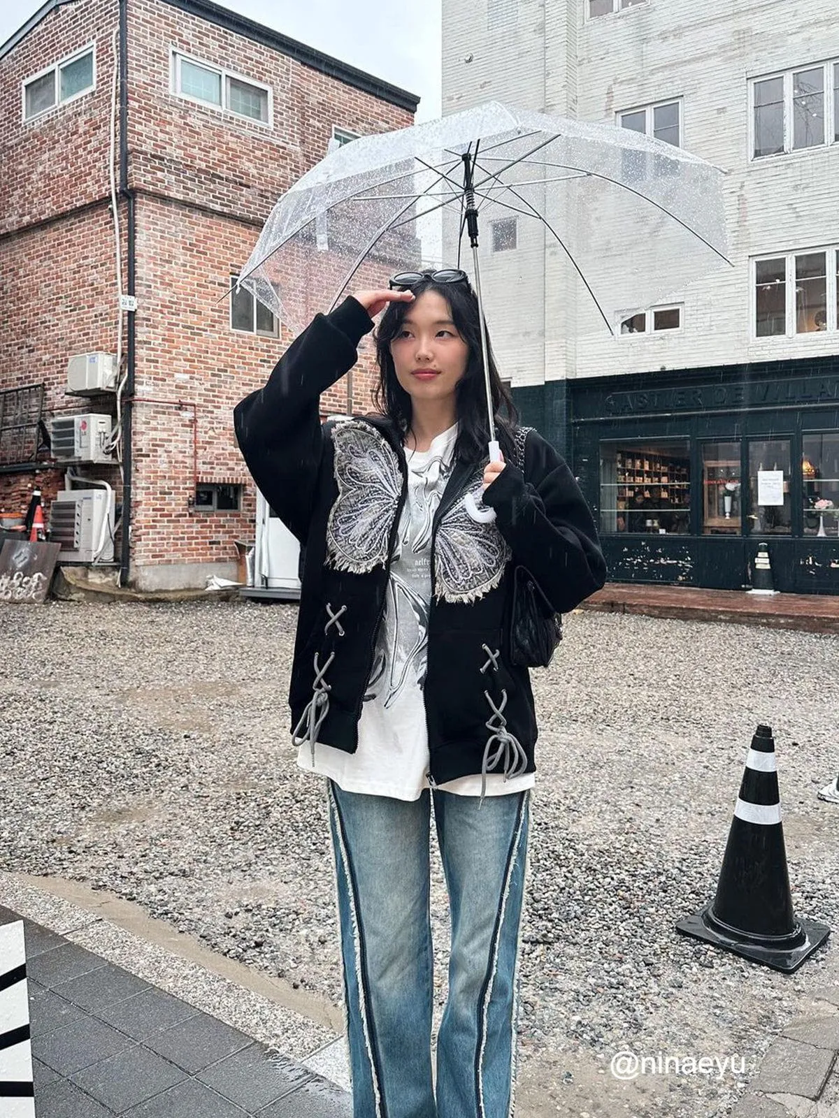 Aelfric Eden Fringe Dinim Butterfly Zip Up Hoodie sold by Aelfric Eden product image thumbnail 4