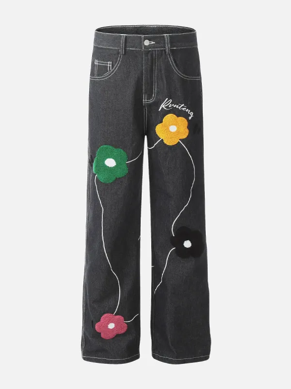 Aelfric Eden Colorful Flocking Flower Jeans sold by Aelfric Eden