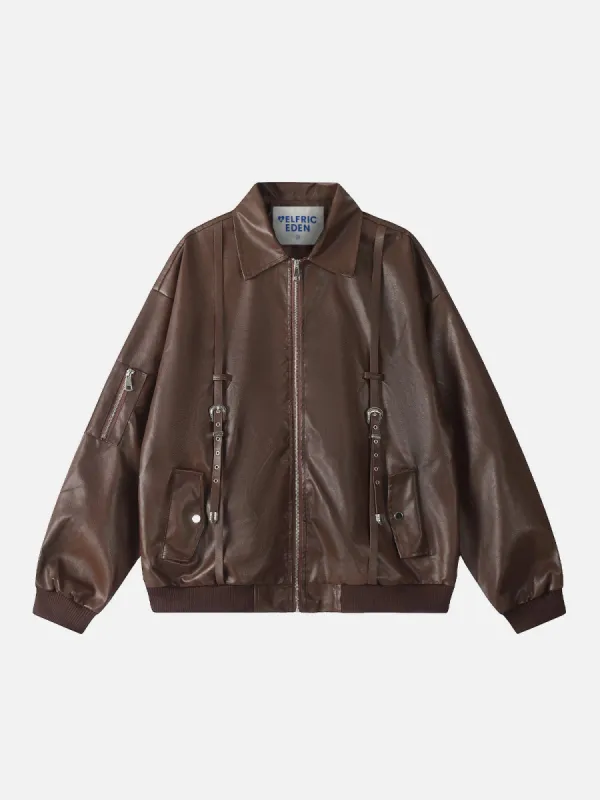 Aelfric Eden Belt Patchwork Faux Leather Jacket sold by Aelfric Eden