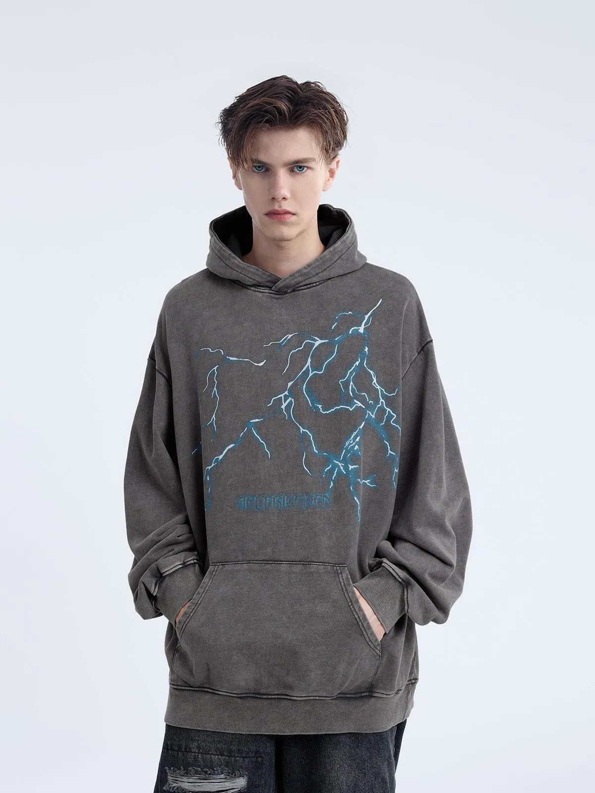 Washed Lightning Print Hoodie sold by Aelfric Eden product image thumbnail 4