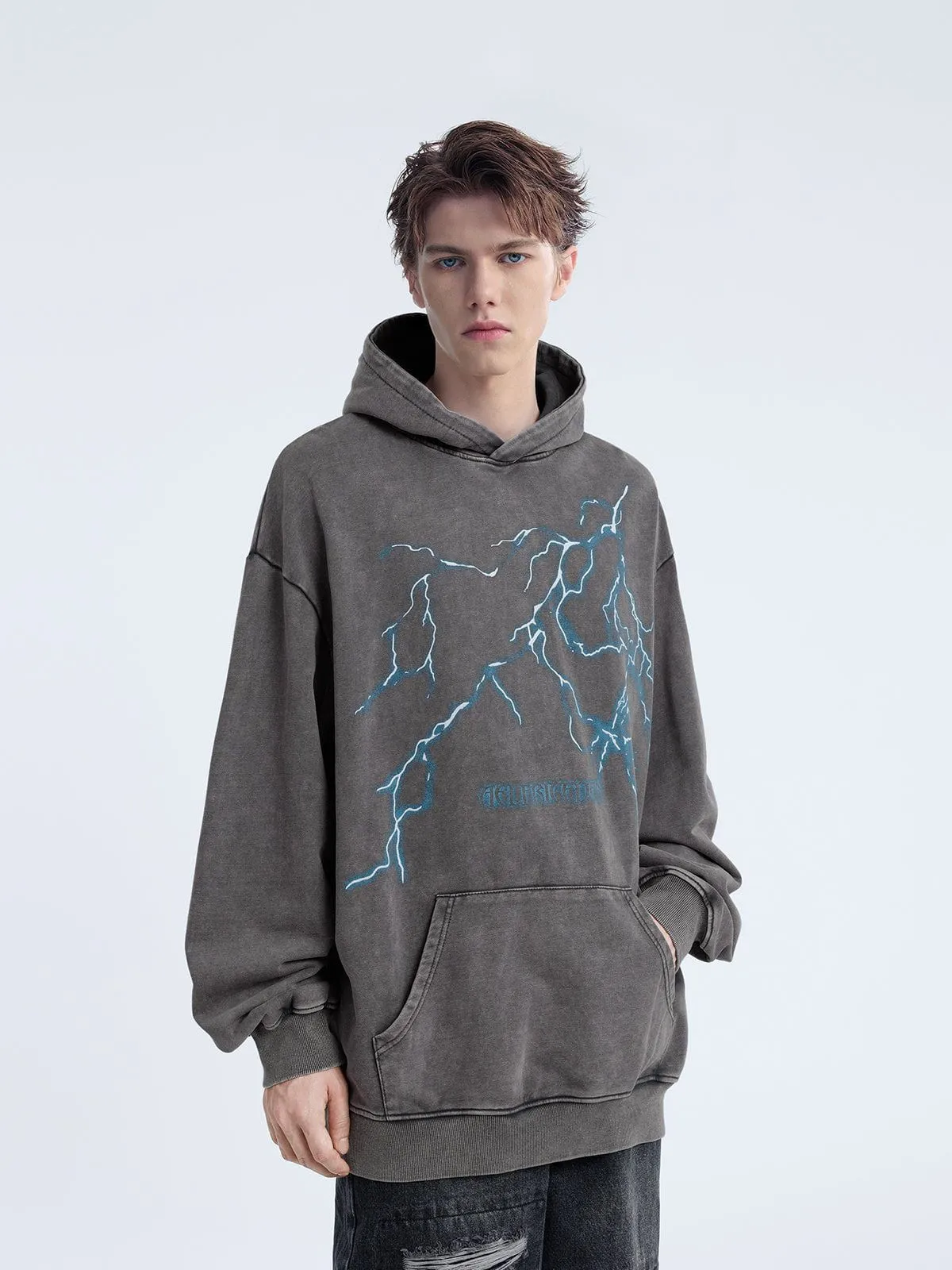 Washed Lightning Print Hoodie sold by Aelfric Eden product image thumbnail 5
