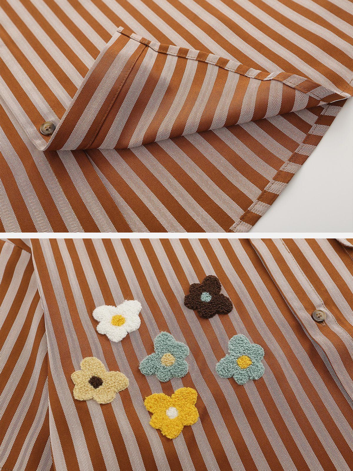 Aelfric Eden Clashing Stripes 3D Flowers Short Sleeve Shirts sold by Aelfric Eden product image thumbnail 5