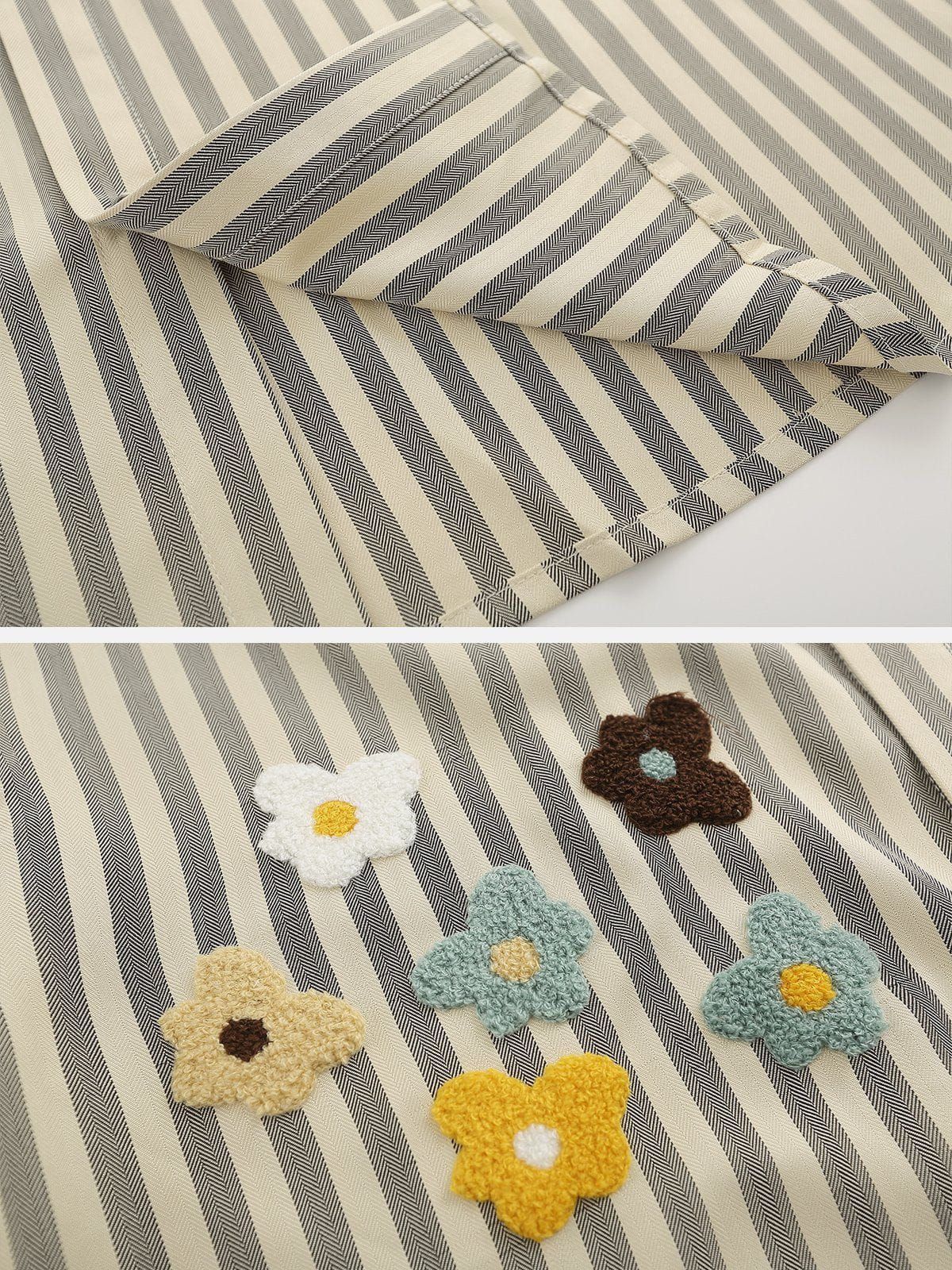 Aelfric Eden Clashing Stripes 3D Flowers Short Sleeve Shirts sold by Aelfric Eden product image thumbnail 9