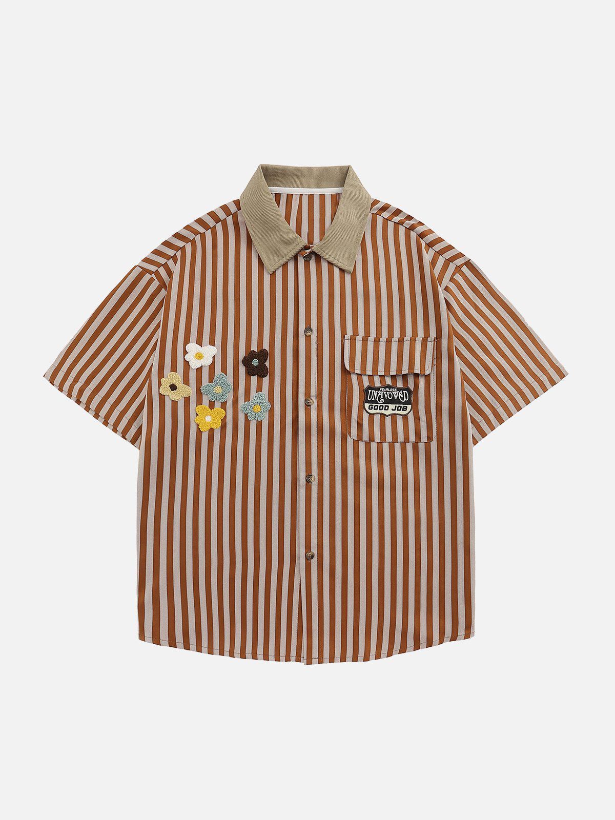 Aelfric Eden Clashing Stripes 3D Flowers Short Sleeve Shirts sold by Aelfric Eden product image thumbnail 2