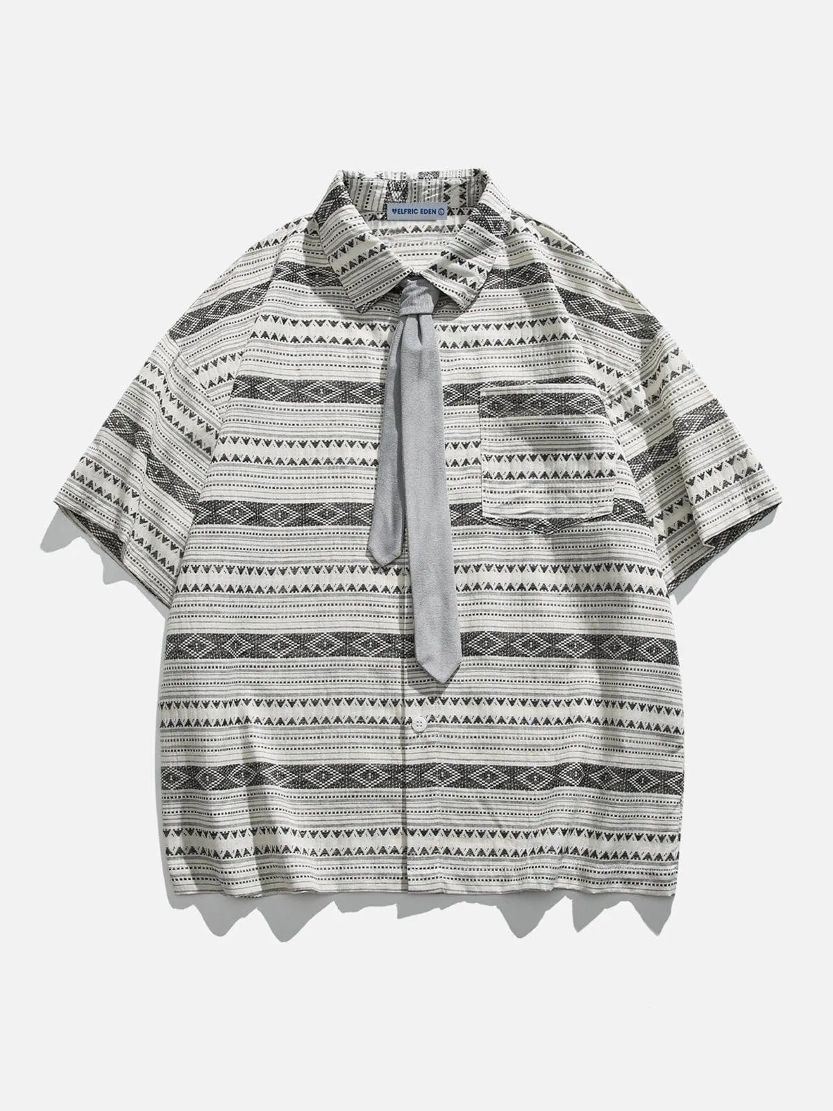 Aelfric Eden Ethnic Style Necktie Short Sleeve Shirt sold by Aelfric Eden product image thumbnail 2