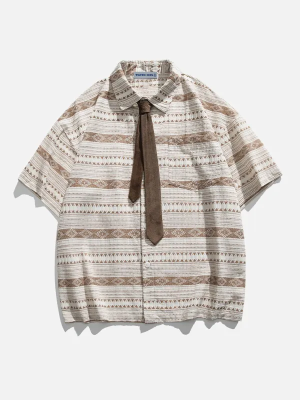 Aelfric Eden Ethnic Style Necktie Short Sleeve Shirt sold by Aelfric Eden