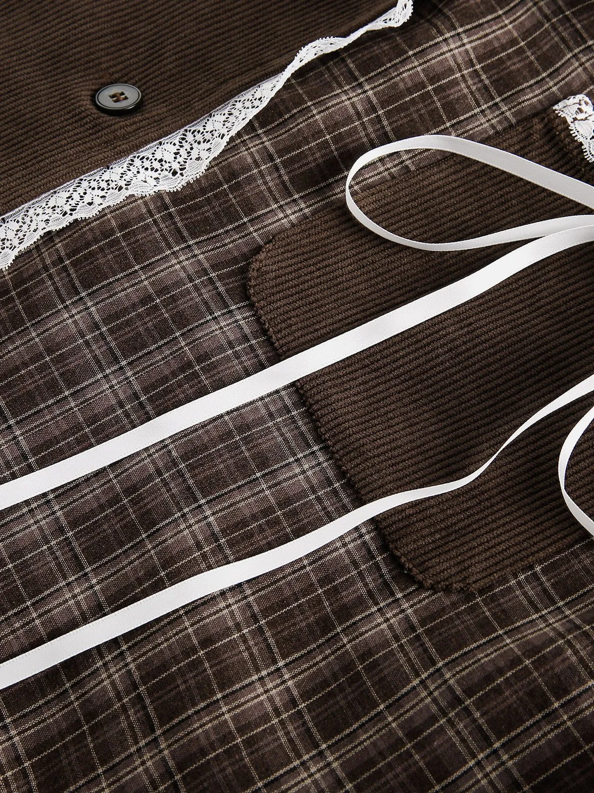 Aelfric Eden Plaid Lace Patchwork Jacket sold by Aelfric Eden product image thumbnail 4