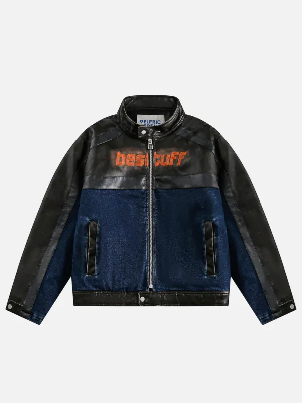 Aelfric Eden Leather Denim Patchwork Winter Coat sold by Aelfric Eden