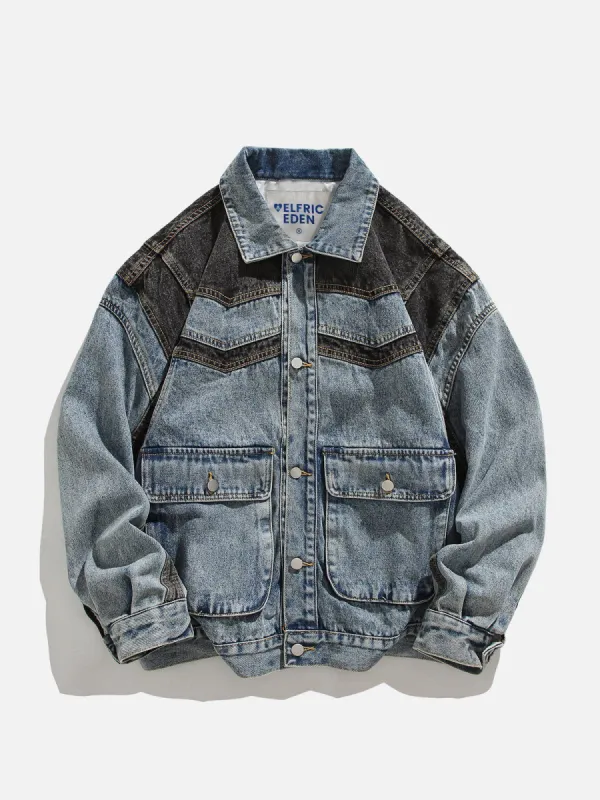 Aelfric Eden Color Blocking Patchwork Denim Jacket sold by Aelfric Eden