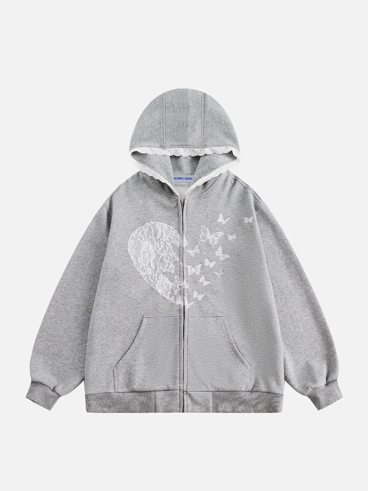 Aelfric Eden Lace Heart Butterfly Zip Up Hoodie sold by Aelfric Eden