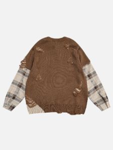 Aelfric Eden Vintange Preppy Plaid Distressed Sweater sold by Aelfric Eden