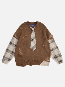Aelfric Eden Vintange Preppy Plaid Distressed Sweater sold by Aelfric Eden