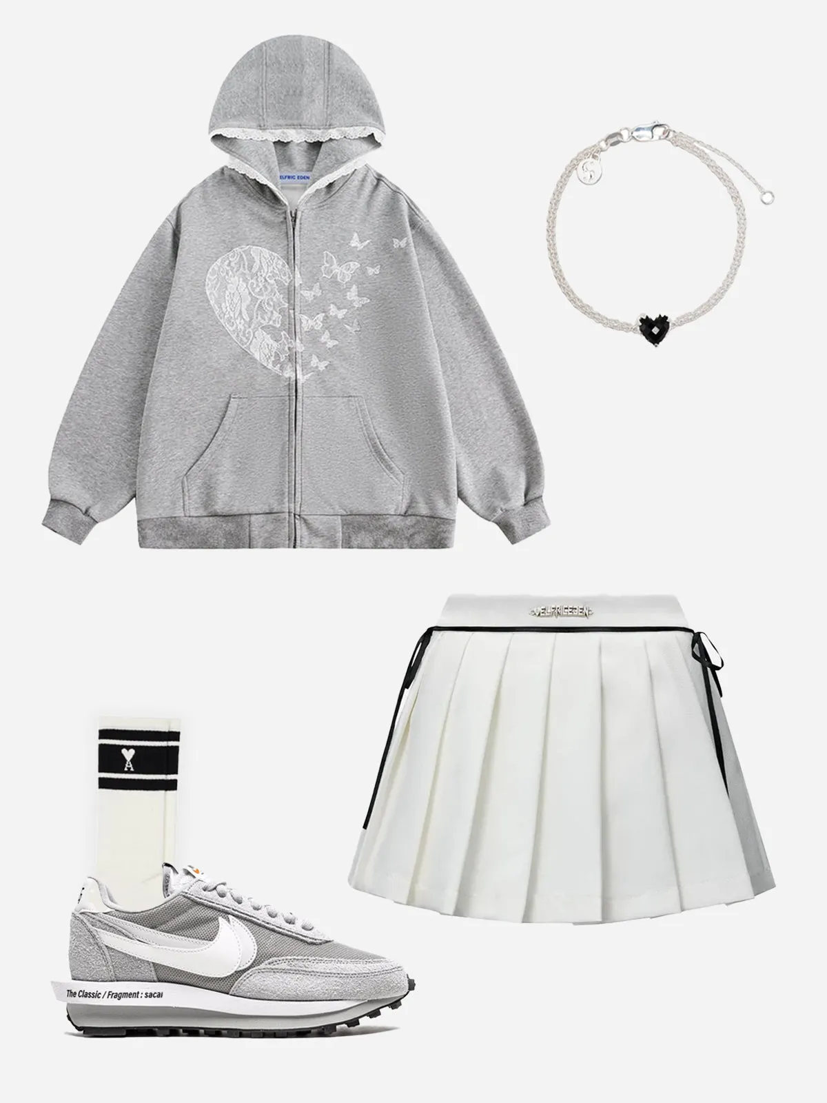 Aelfric Eden Lace Heart Butterfly Zip Up Hoodie sold by Aelfric Eden product image thumbnail 2