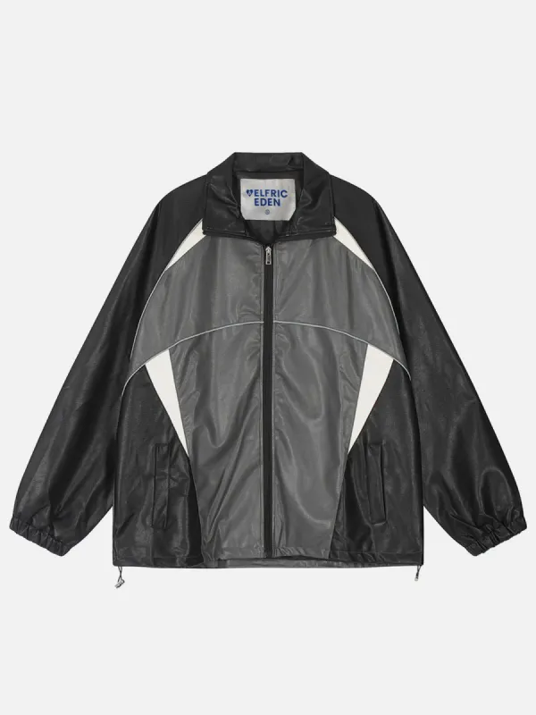 Aelfric Eden Patchwork Color Blocking Leather Jacket sold by Aelfric Eden