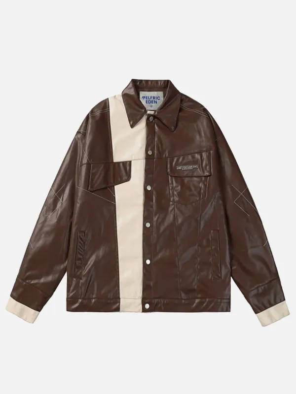 Aelfric Eden Irregular Patchwork Faux Leather Jacket sold by Aelfric Eden