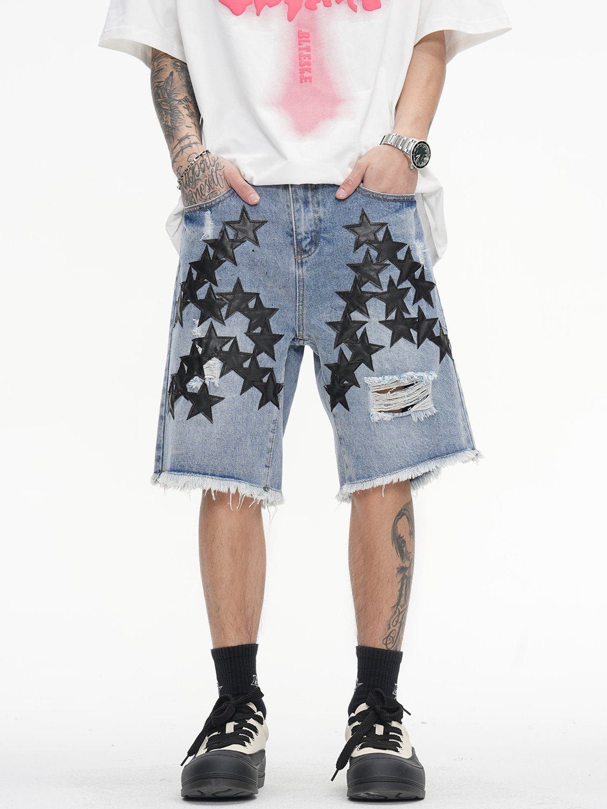 Aelfric Eden Embroidery Star Denim Jorts sold by Aelfric Eden product image thumbnail 3