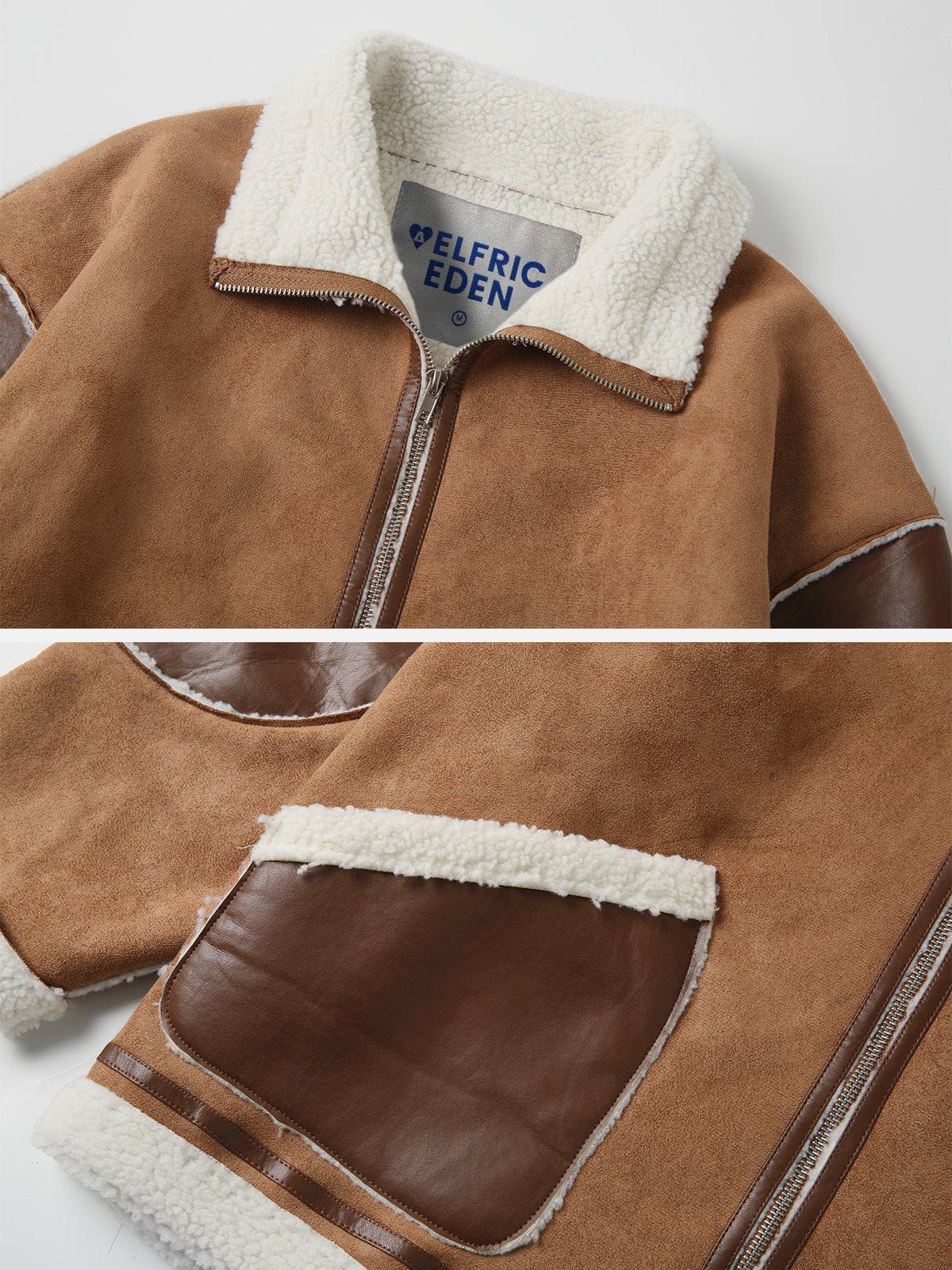 Aelfric Eden Faux Leather Patchwork Suede Coat sold by Aelfric Eden product image thumbnail 3