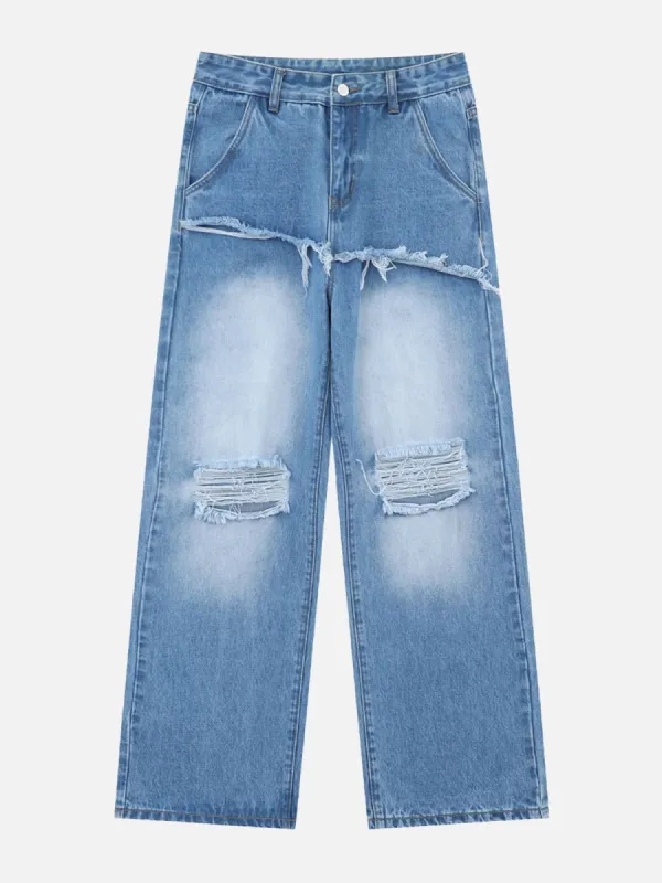 Aelfric Eden Fringe Distressed Straight-Leg Jeans sold by Aelfric Eden