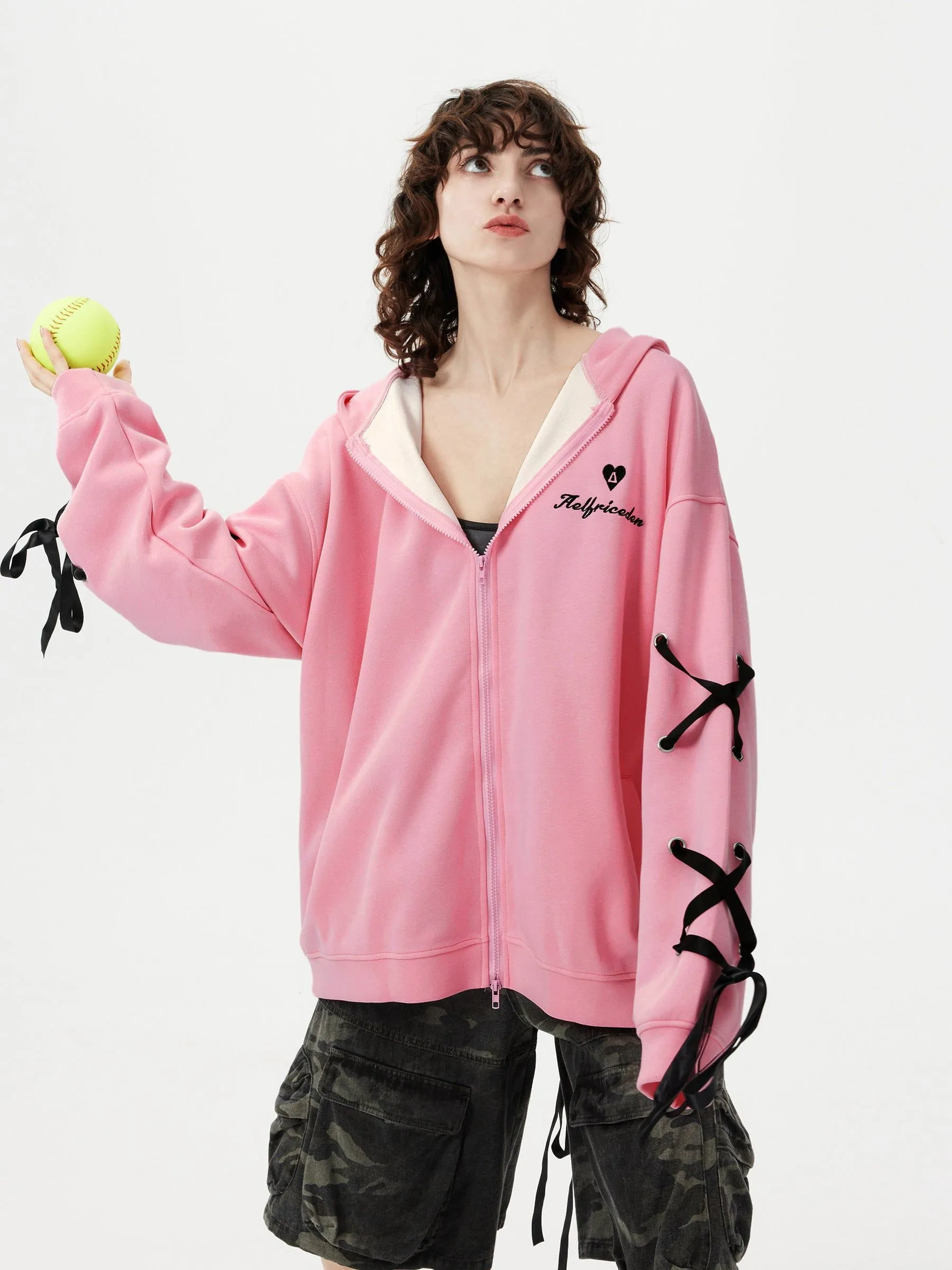 Aelfric Eden Ribbon Decoration Zip Up Hoodie sold by Aelfric Eden product image thumbnail 3