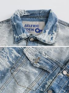 Aelfric Eden Vintage Jacquard Washed Denim Jacket sold by Aelfric Eden
